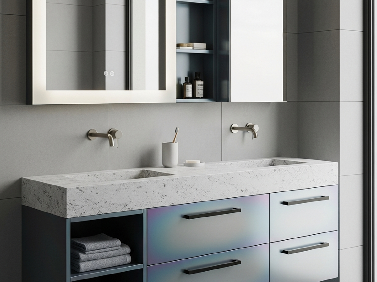 Fadior Acqua Bath and Vanity Suite 10 — 304 stainless steel bath and vanity system, front view