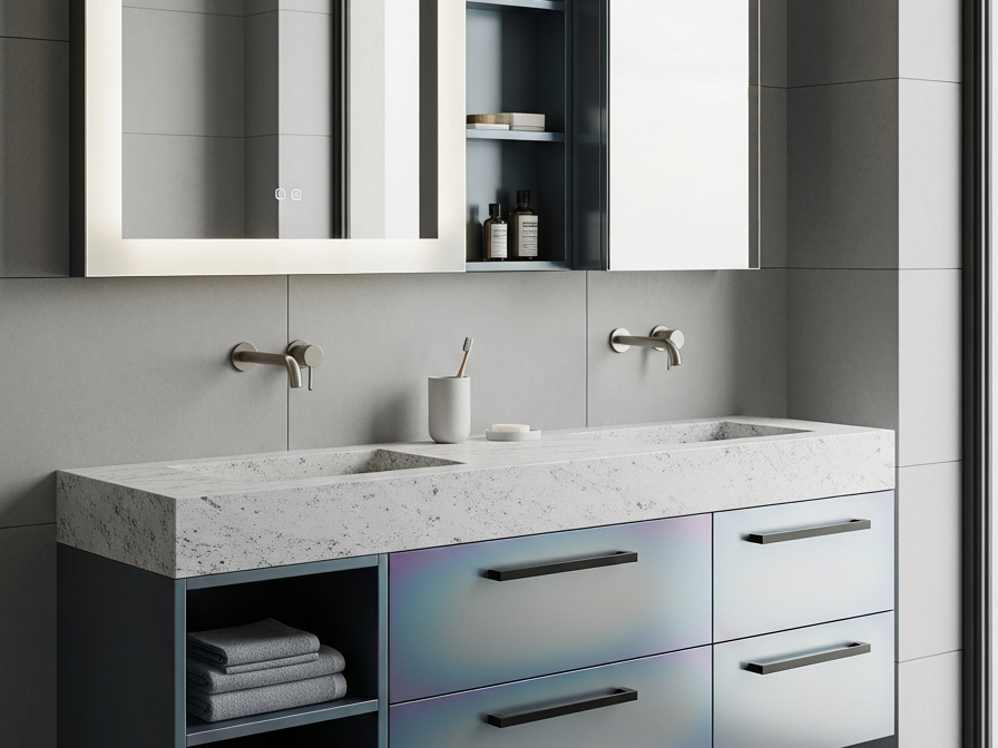 Fadior Acqua Bath and Vanity Suite 10 — 304 stainless steel bath and vanity system, front view