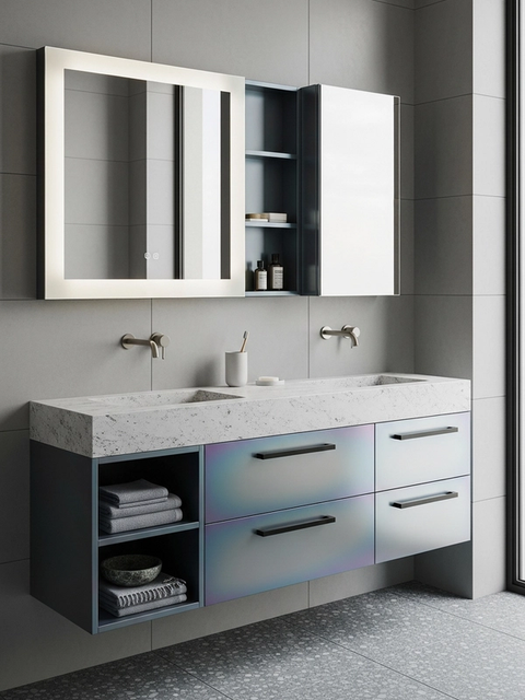 Fadior Acqua Bath and Vanity Suite 10 — 304 stainless steel bath and vanity system, front view