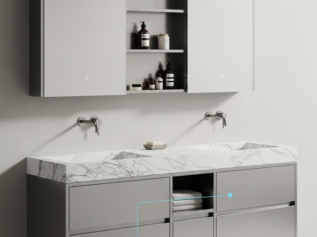 Fadior Acqua Vanity Suite — 304 stainless steel bath and vanity system, front view