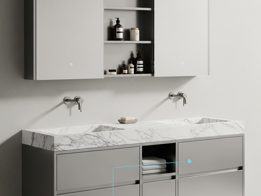 Fadior Acqua Vanity Suite — 304 stainless steel bath and vanity system, front view