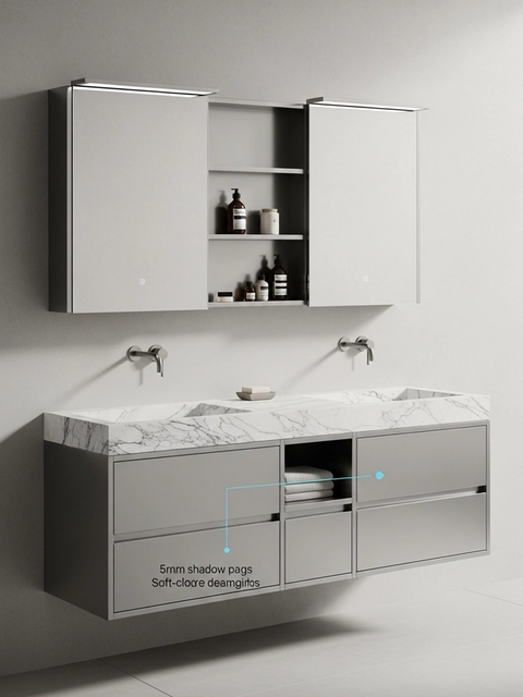 Fadior Acqua Vanity Suite — 304 stainless steel bath and vanity system, front view