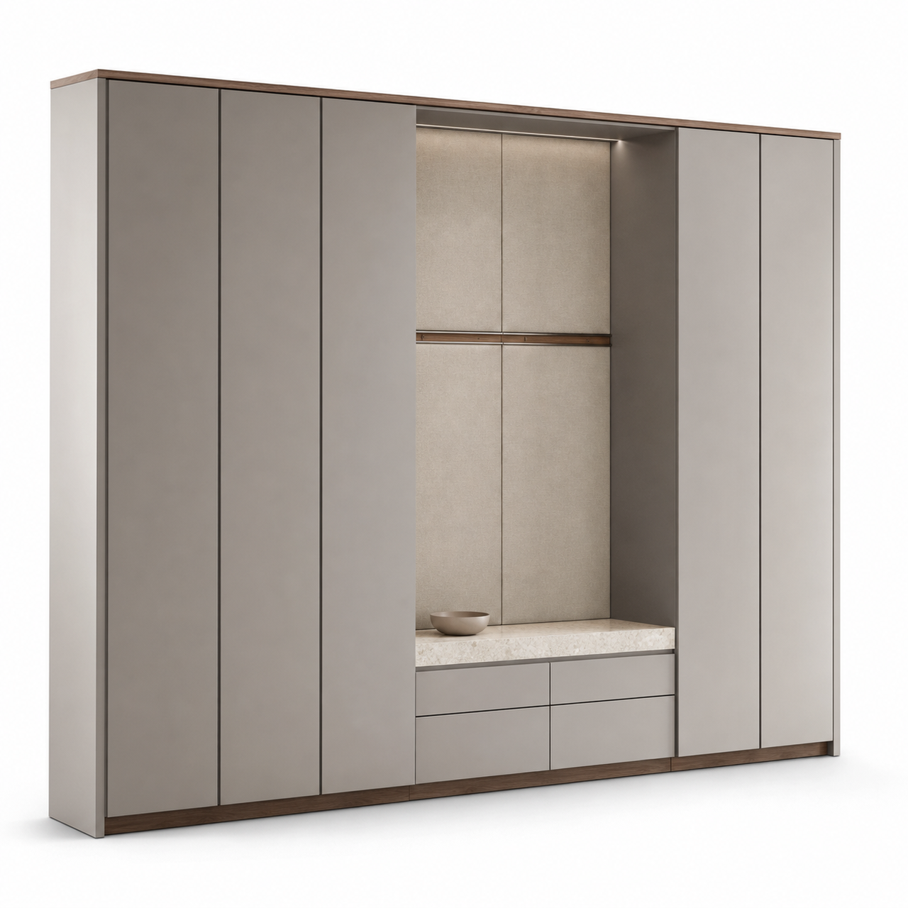 Fadior Savile Entryway Suite with Brushed Pivot Cloak Gallery — 304 stainless steel entryway system, front view