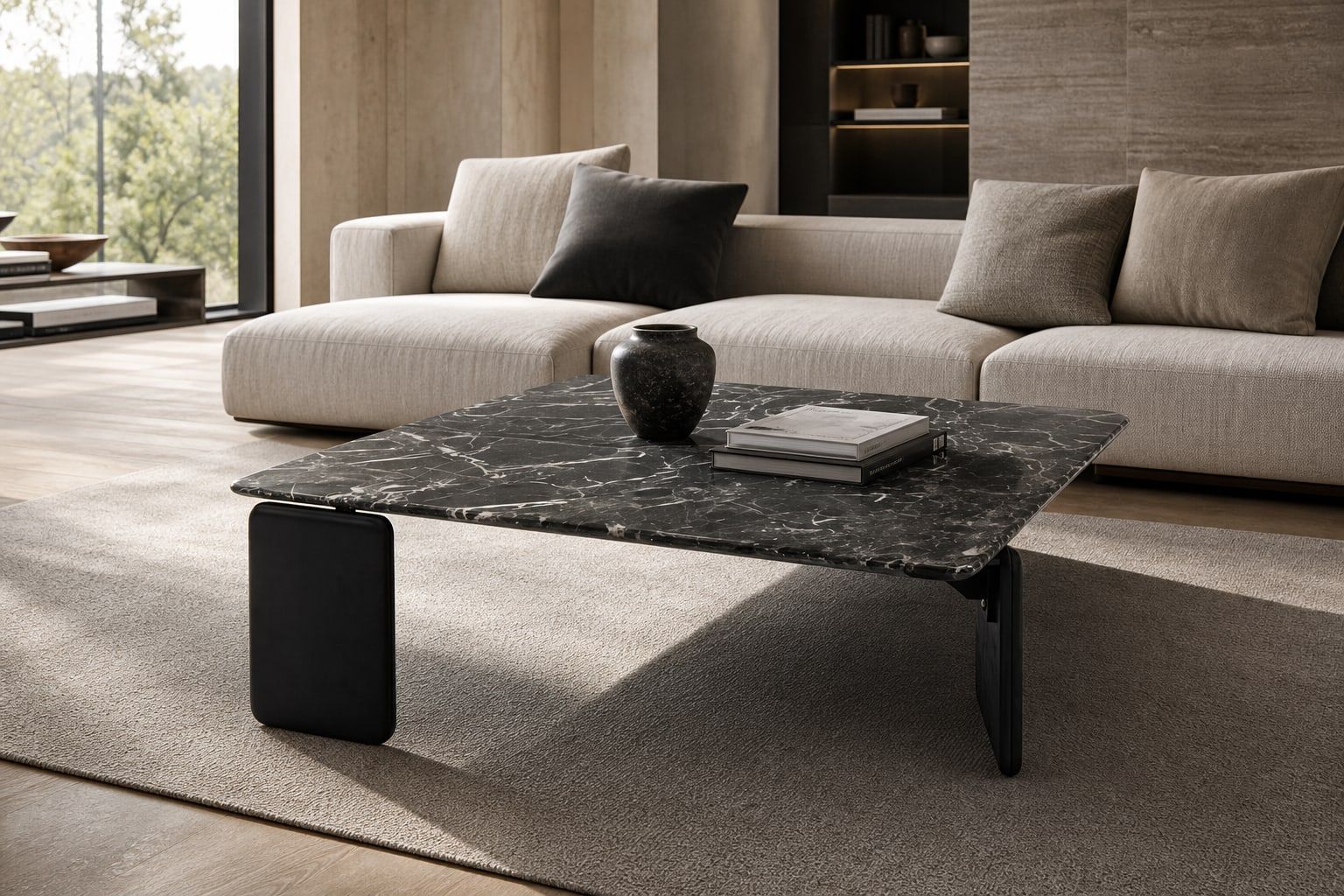 Stone-Top Coffee Table (Natural luxury stone) styled in a FADIOR HOME interior setting