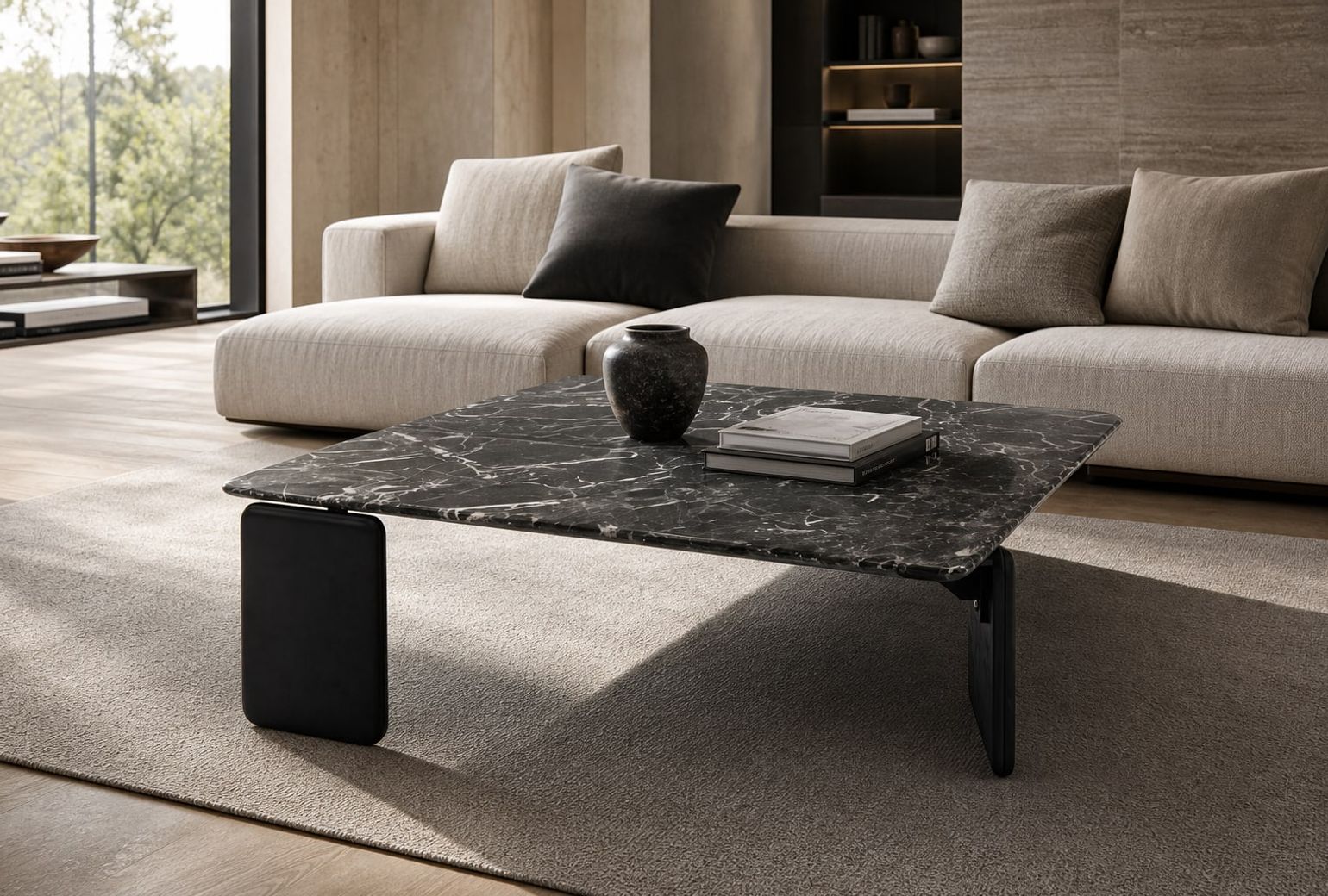 Stone-Top Coffee Table (Natural luxury stone) styled in a FADIOR HOME interior setting