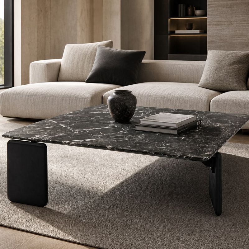 Stone-Top Coffee Table (Natural luxury stone) styled in a FADIOR HOME interior setting