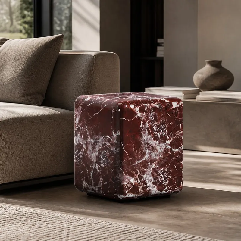 Violet-Red Marble Side Table