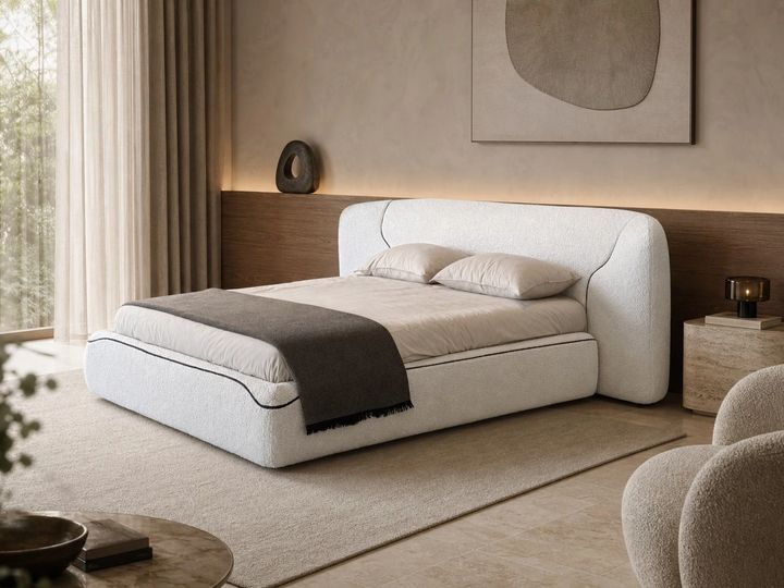 Upholstered Bed styled in a FADIOR HOME interior setting