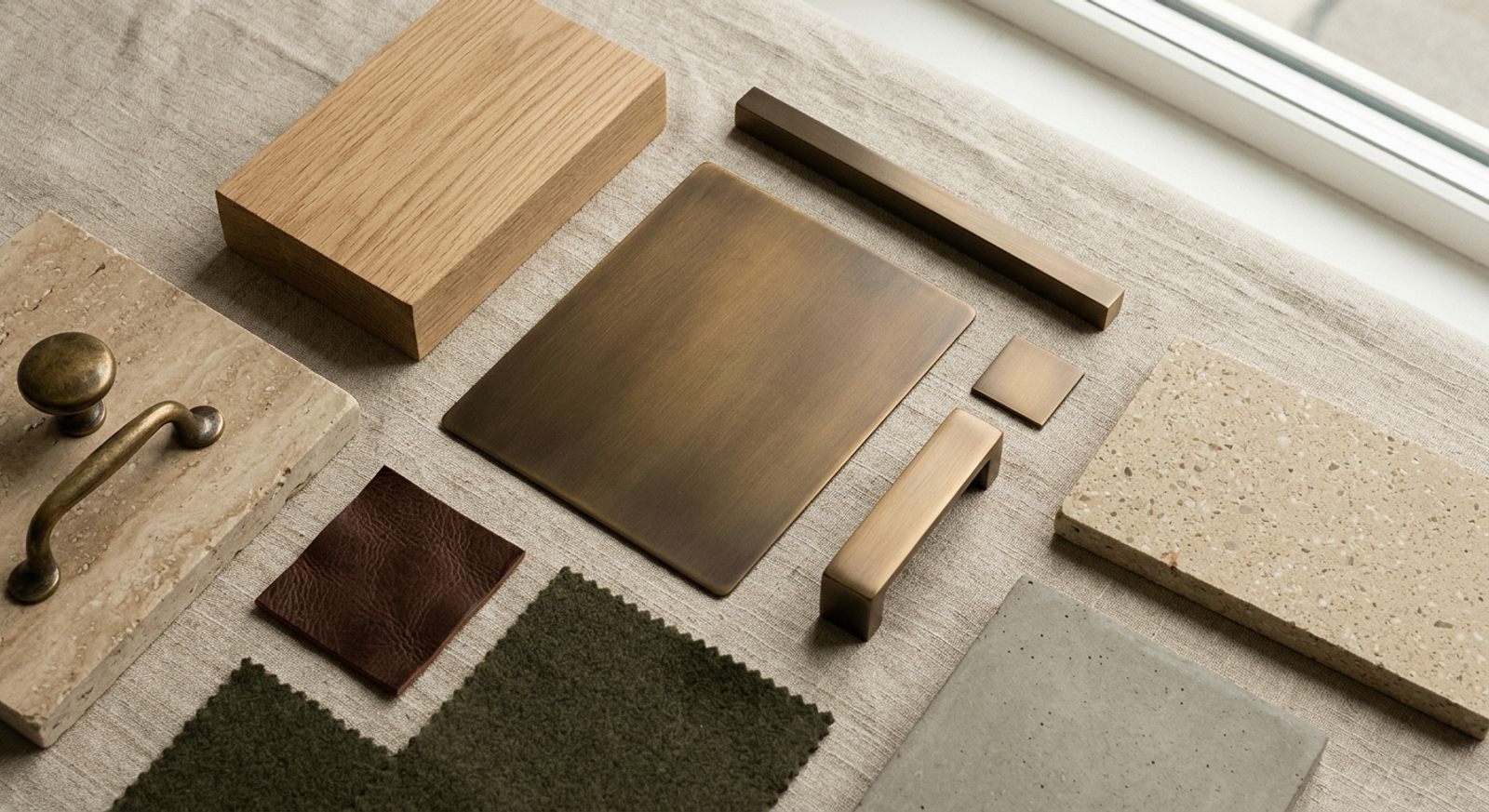 PVD Bronze Finish material palette with complementary finishes
