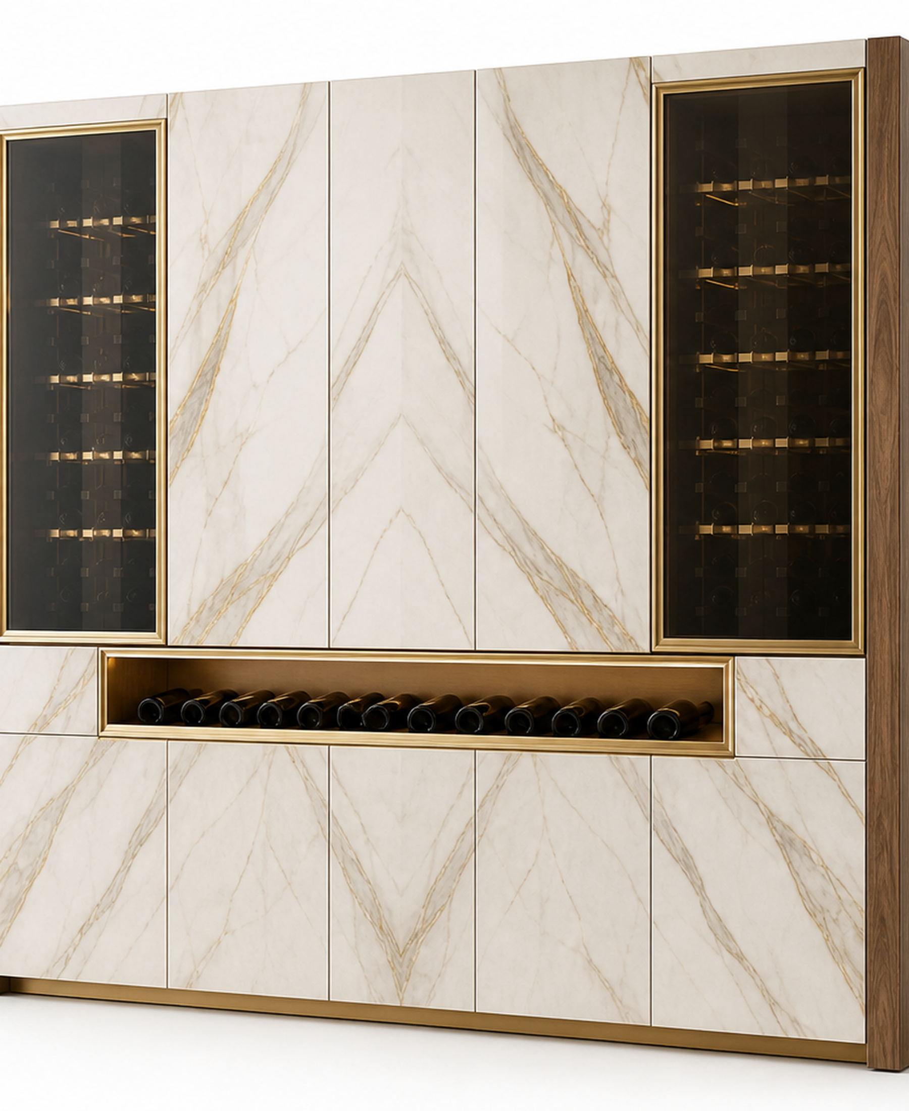 Fadior Gloria Wine Cabinet Suite with Ledger Bottle Aperture — 304 stainless steel wine cabinet system, front view