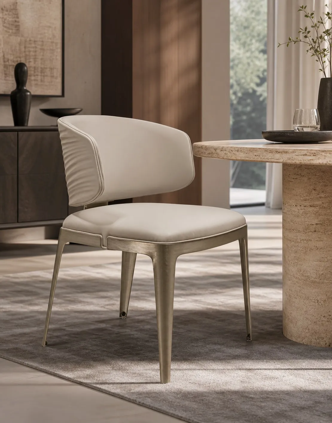 Champagne Stainless Steel Dining Chair