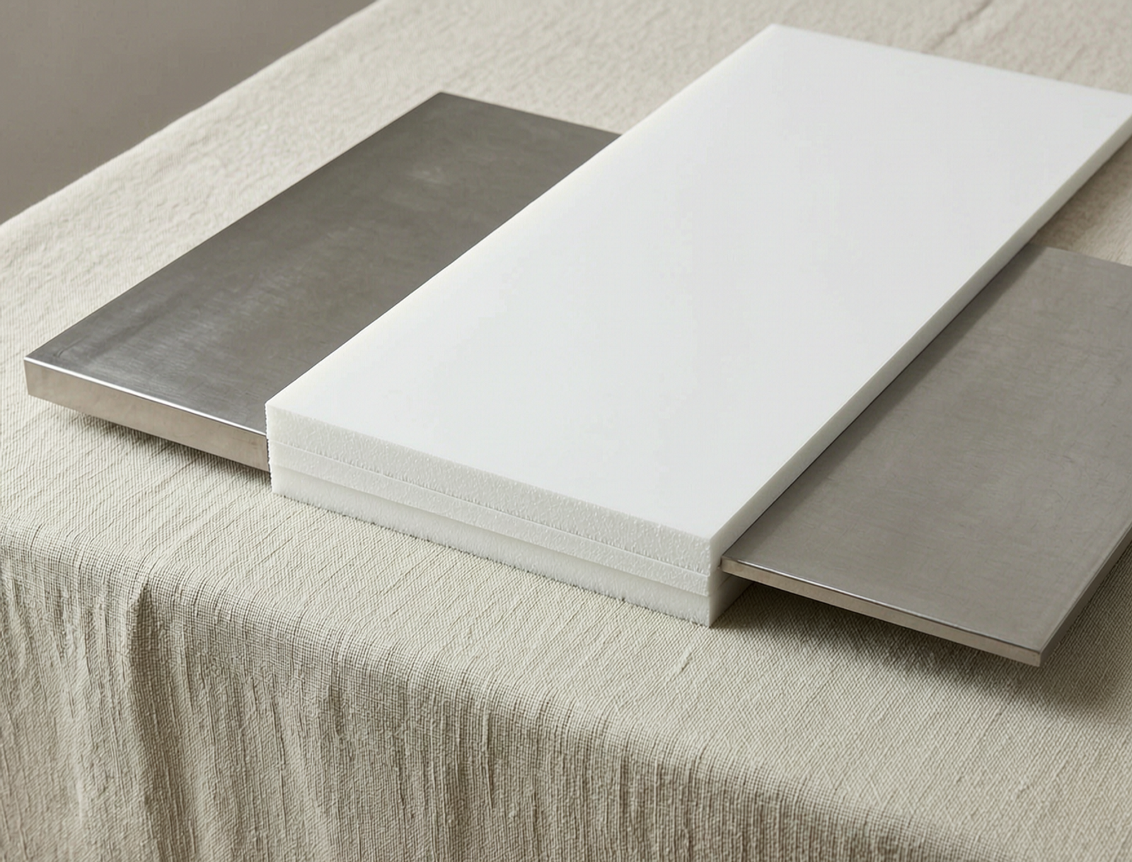 PVC Countertop Substrate Filler material palette with complementary finishes