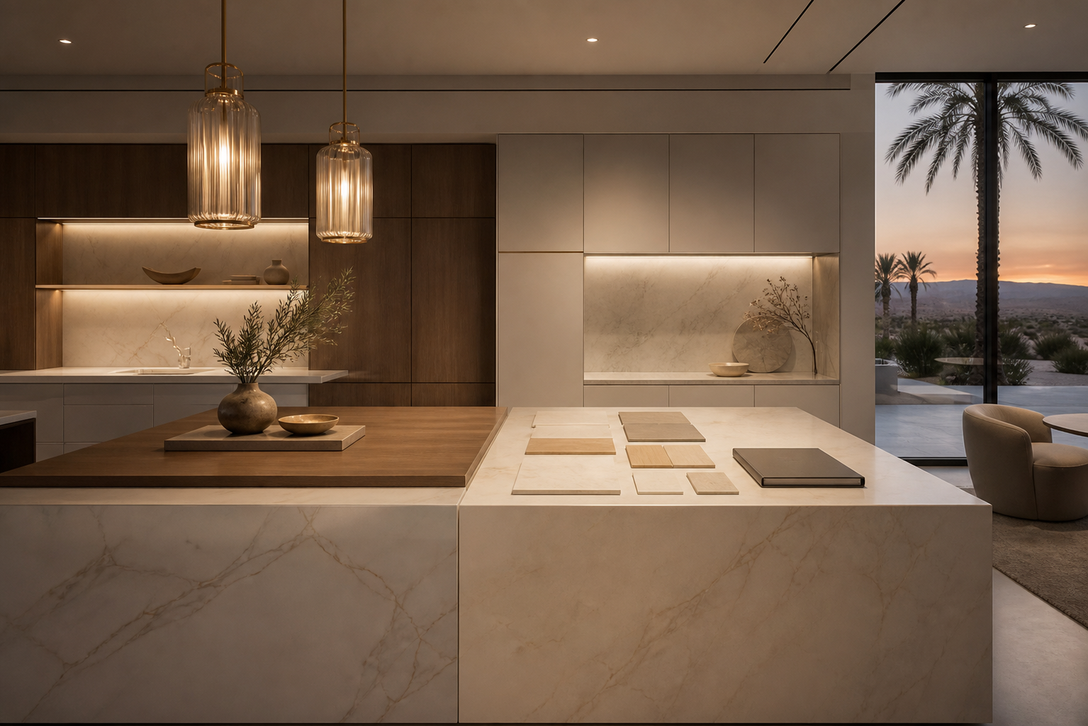 Decision comparison: two calm kitchen zones show how award recognition and written evidence can be reviewed together.