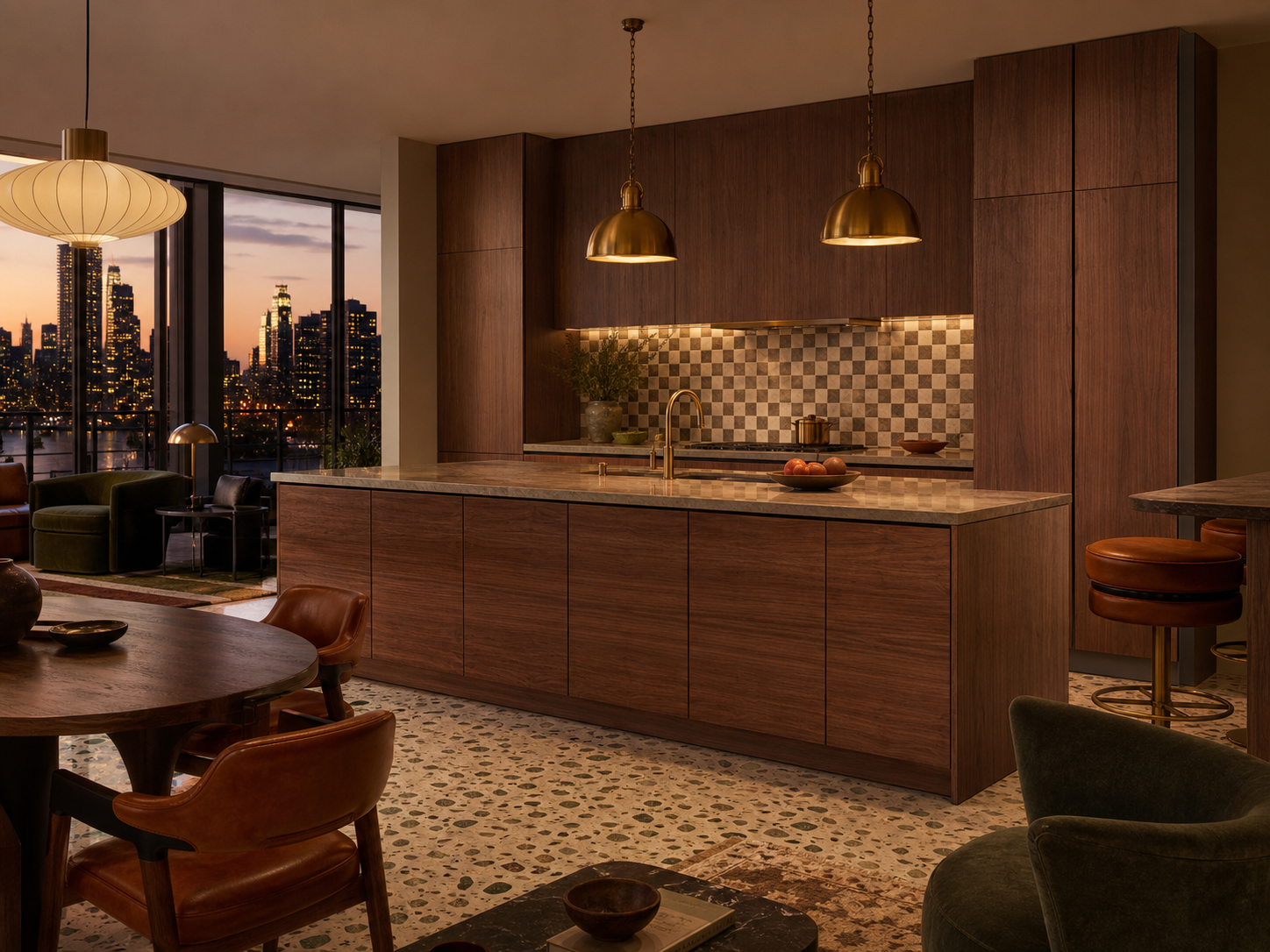Fadior Riviera Kitchen Suite with Handle-Free Modular Island Wall — interior room context showing cabinet integration
