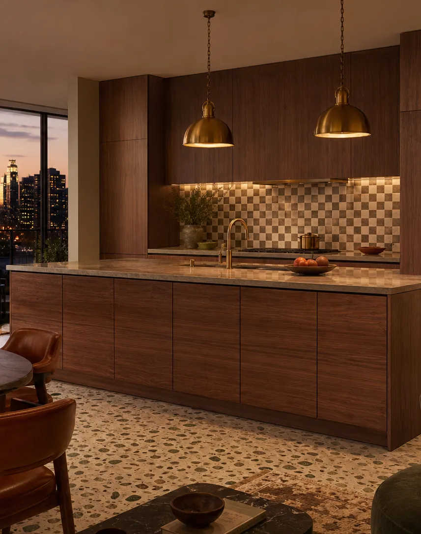 Suite de Cocina Riviera con Muro de Isla Modular Sin Tiradores perspectiva interior