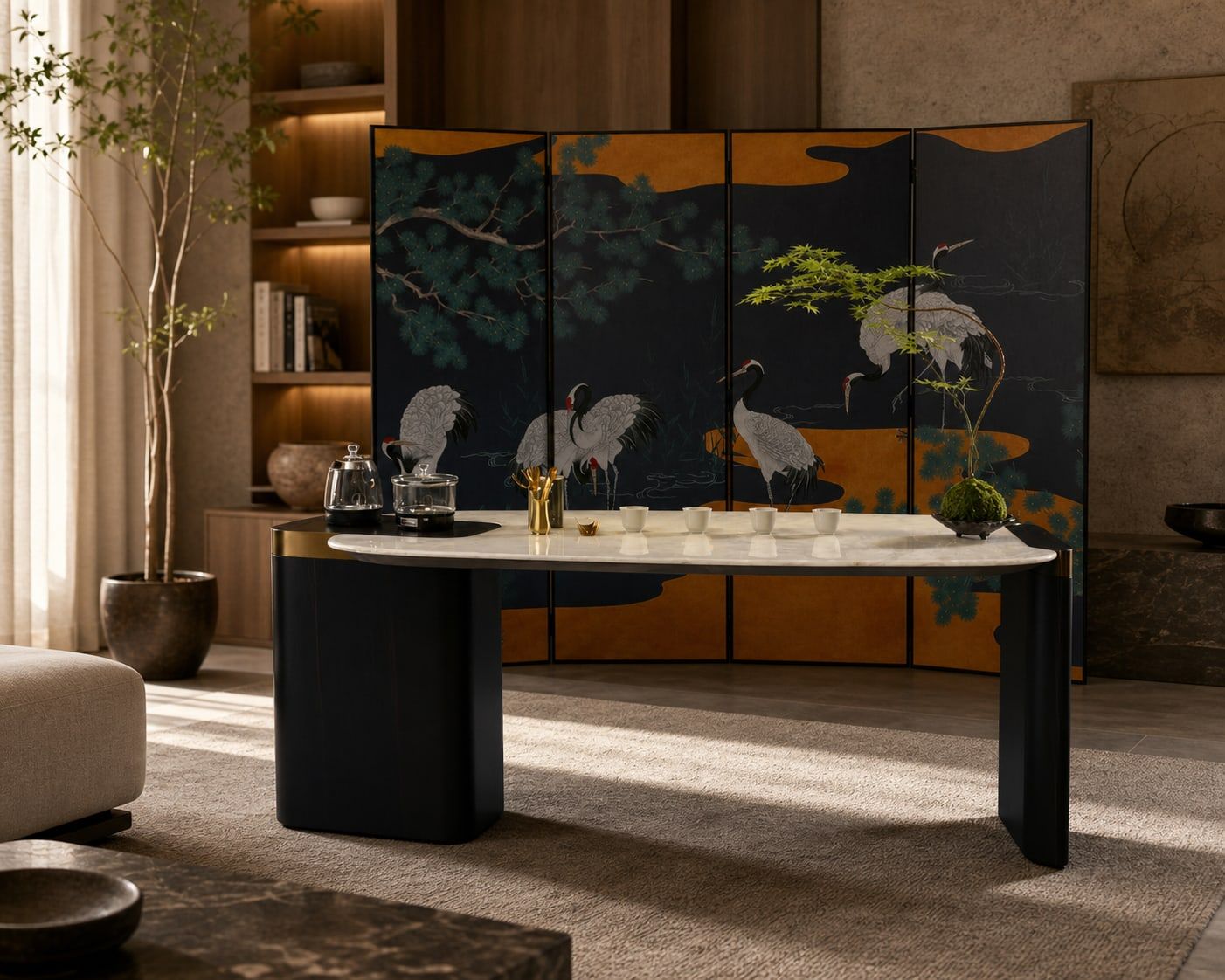 Marble Tea Table (Marble) styled in a FADIOR HOME interior setting