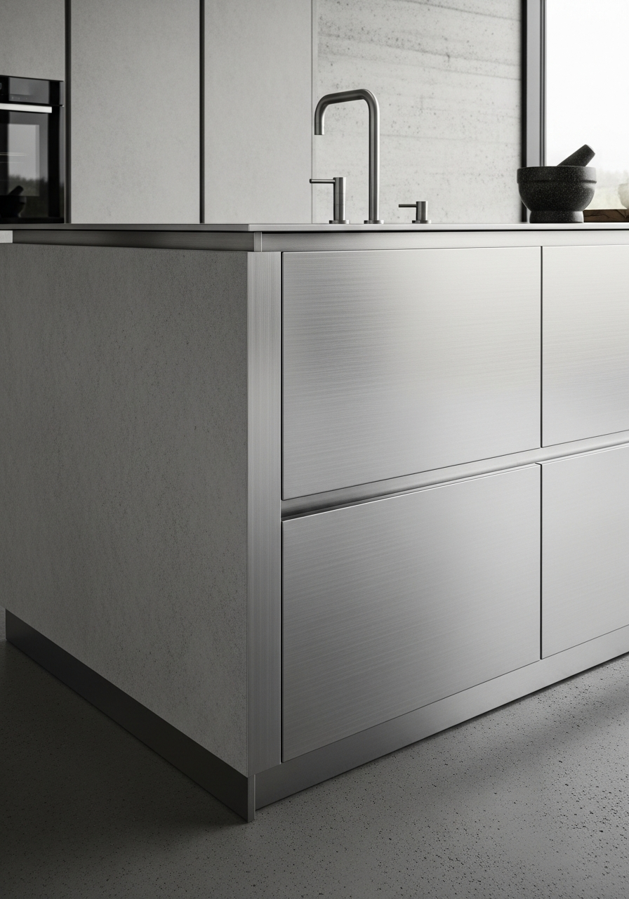 Fadior Abyss Kitchen Suite — close-up of stainless steel finish and hardware detail