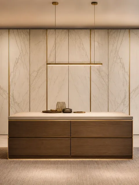 Fadior Elementum Wardrobe Suite with Panel-Mounted Valet Rail — 304 stainless steel wardrobe system, front view