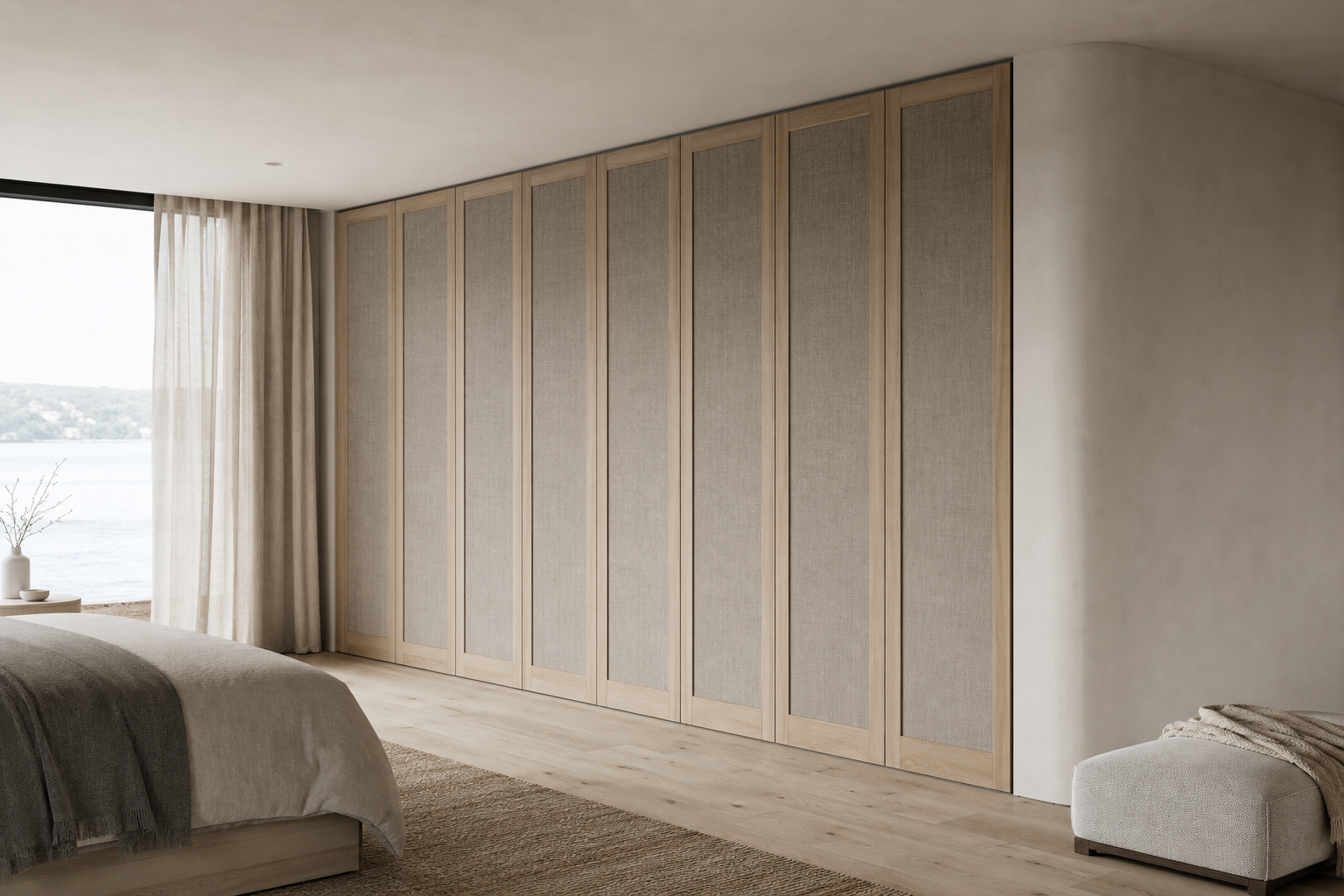 Fadior Elementum Wardrobe Suite with Smoked Wool Privacy Gallery — lifestyle setting with natural light and residential