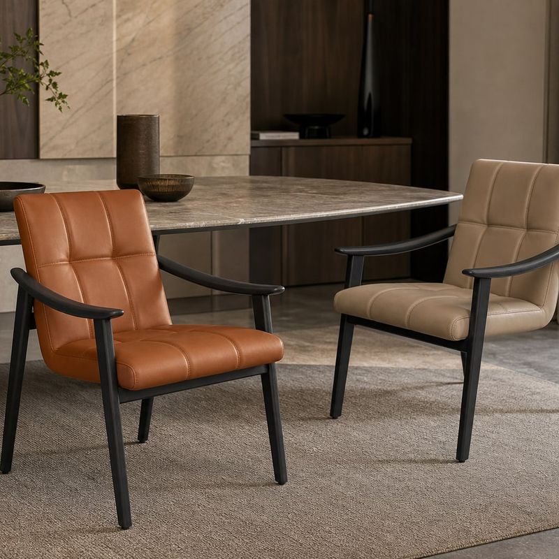 Leather-Accent Dining Chair (Ash wood) styled in a FADIOR HOME interior setting