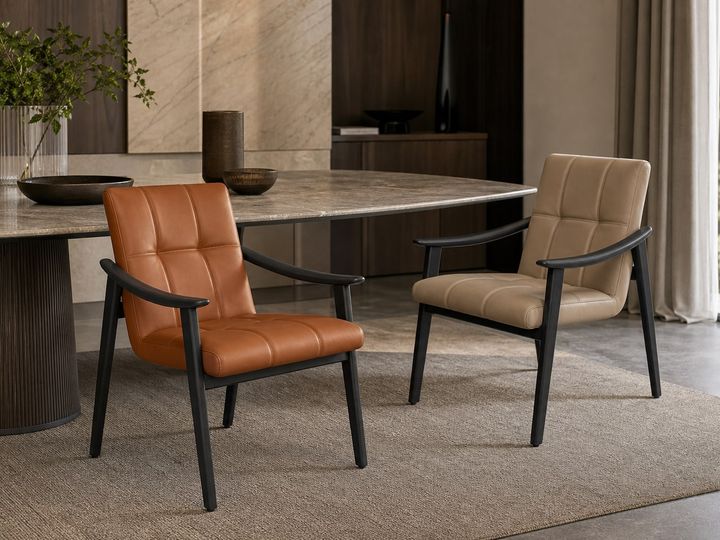 Leather-Accent Dining Chair styled in a FADIOR HOME interior setting