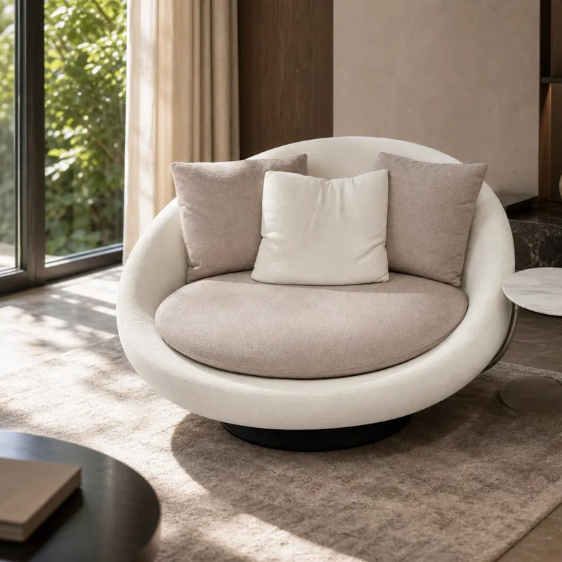 Marble and Fabric Lounge Chair