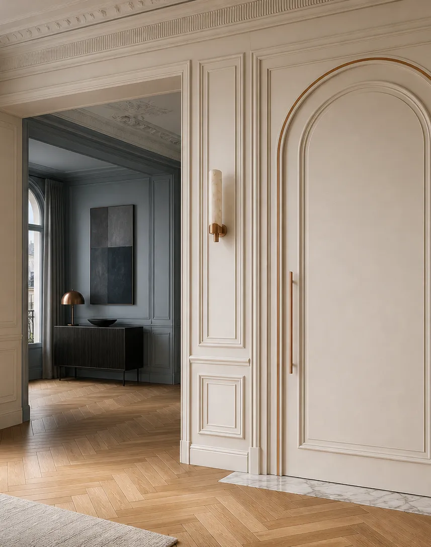 Suite de Puerta Interior Silhouette con Puerta de Paso Arqueada Boiserie perspectiva interior