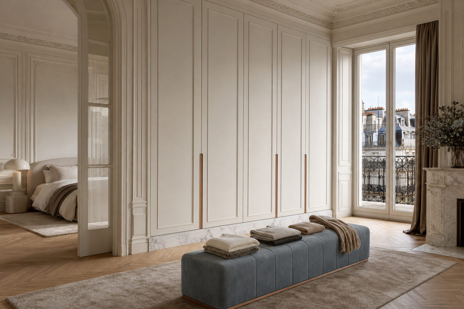 Fadior Canopy Wardrobe Suite with Acoustic Packing Gallery — lifestyle setting with natural light and residential styling
