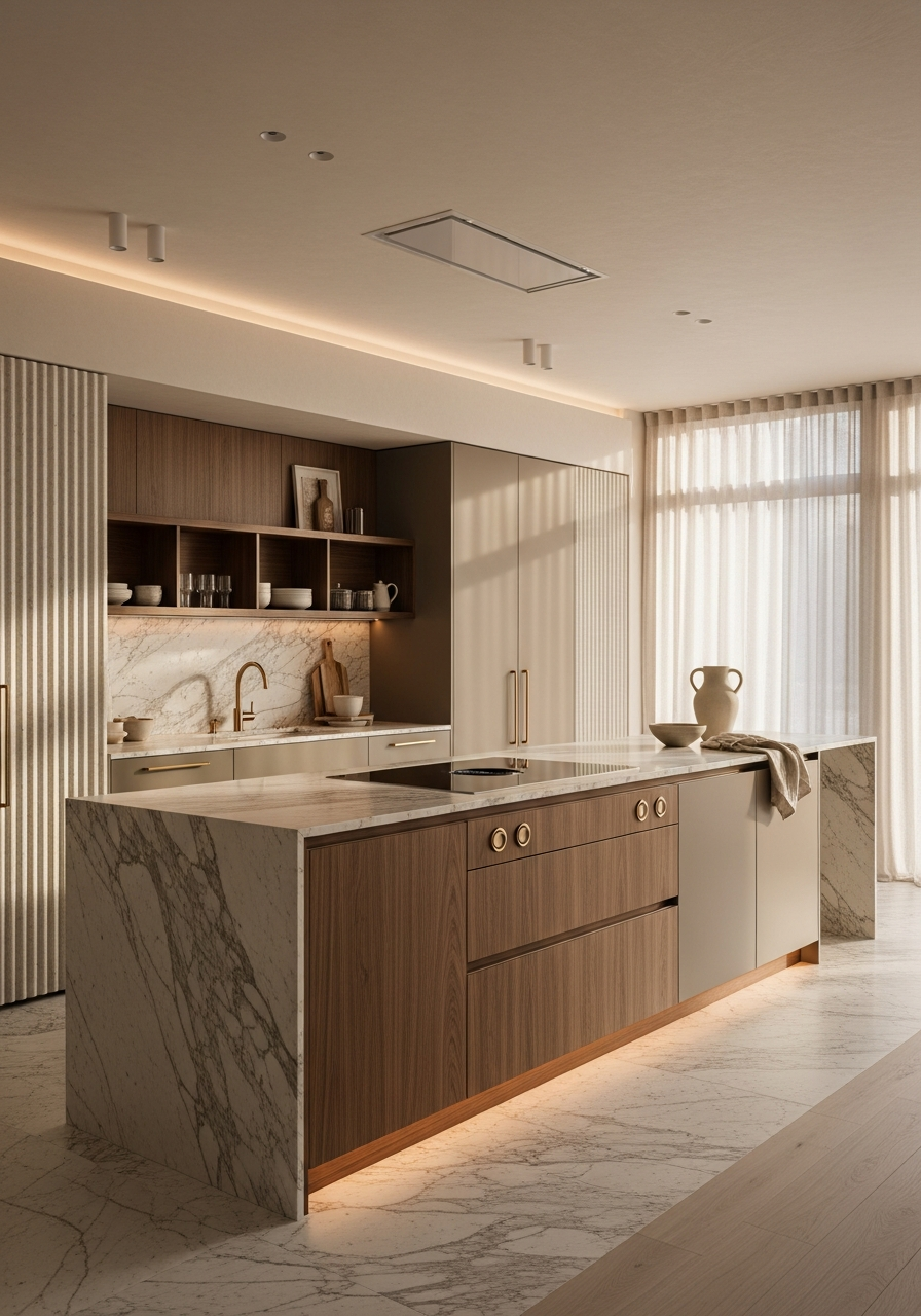 PVD vs Powder Coating: Choosing Surface Language for Steel Interiors — 304 stainless steel cabinetry editorial by Fadior