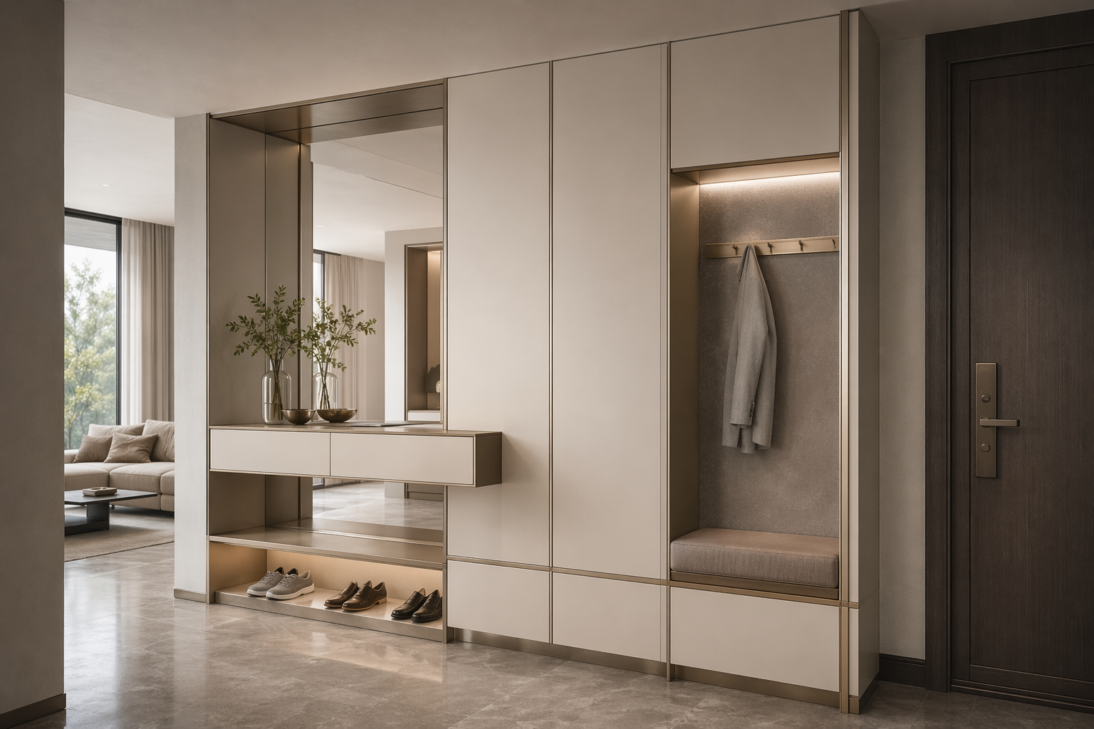 Fadior Archetype Entryway Suite — interior room context showing cabinet integration