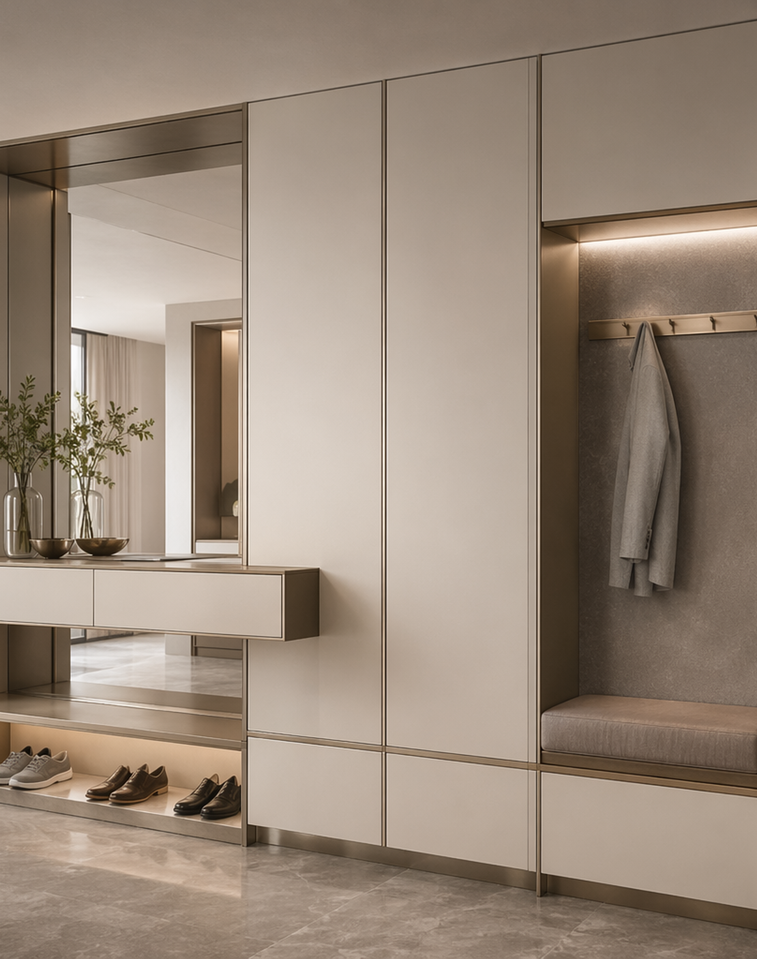 Fadior Archetype Entryway Suite — interior room context showing cabinet integration
