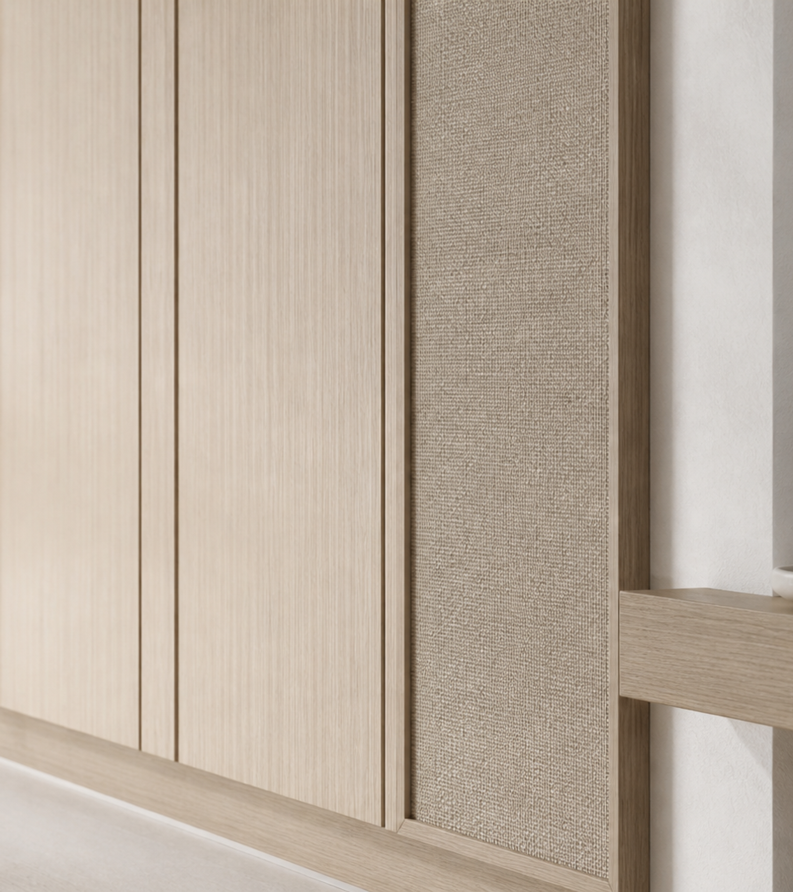 Fadior Canopy Wardrobe Suite with Floating Luggage Valet Wall — close-up of stainless steel finish and hardware detail