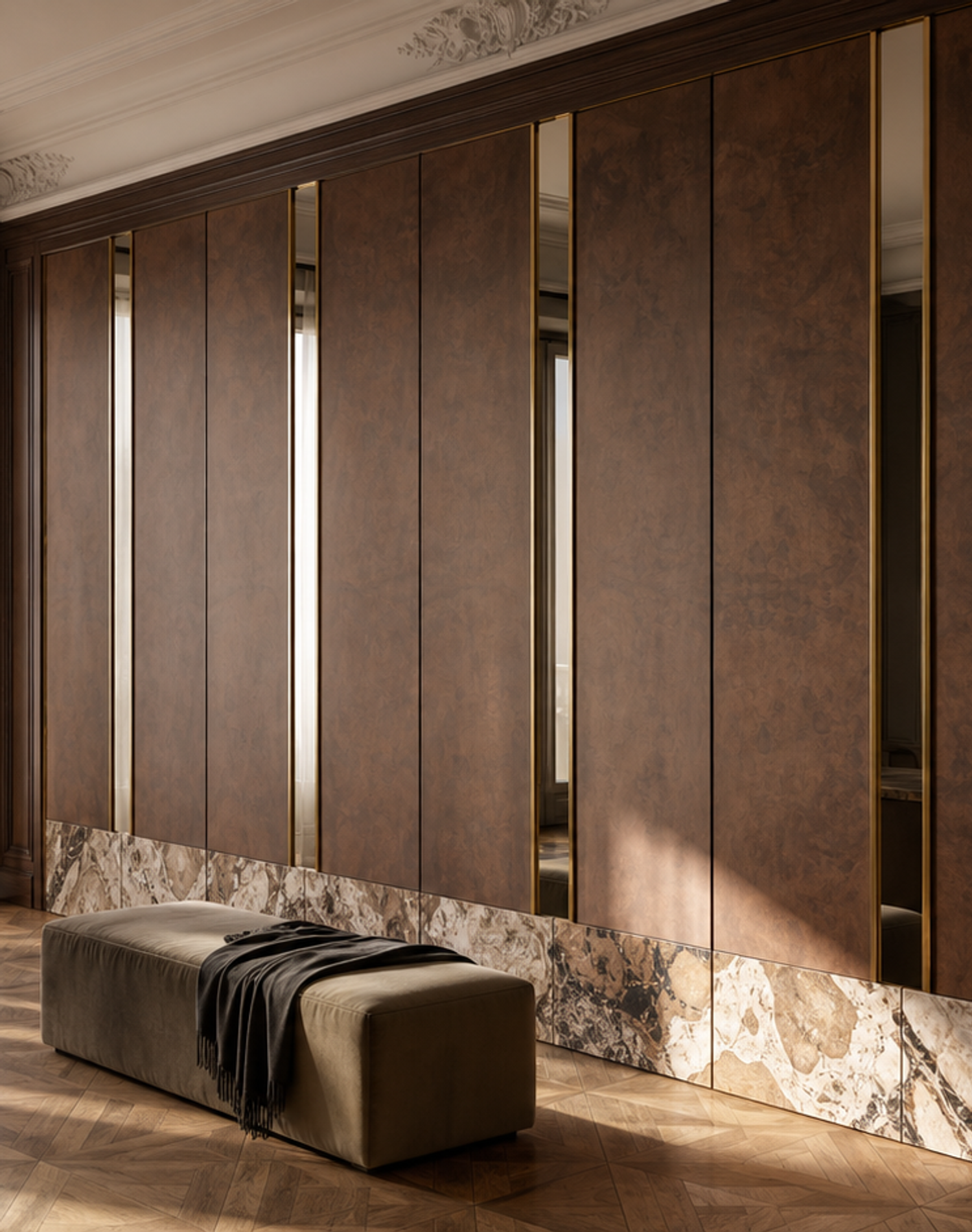 Fadior Voyage Wardrobe Suite with Mirror Lit Dressing Run — lifestyle setting with natural light and residential styling