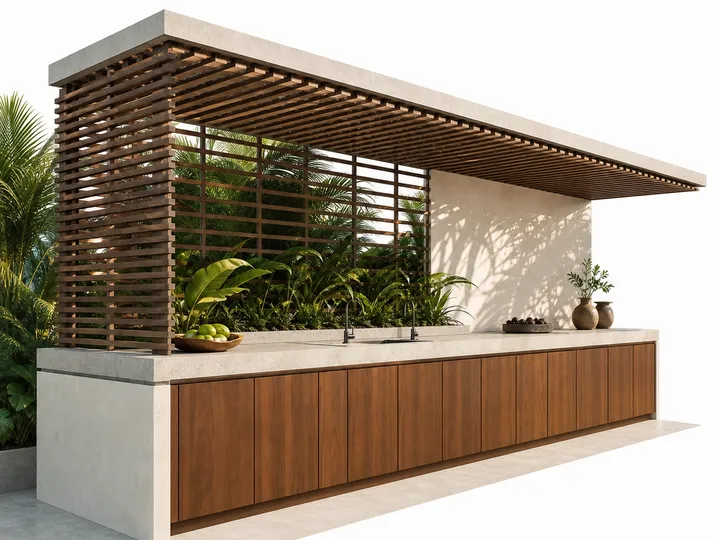 Fadior Horizon Outdoor Kitchen Suite with Shade-Screen Prep Promenade — 304 stainless steel outdoor kitchen system,