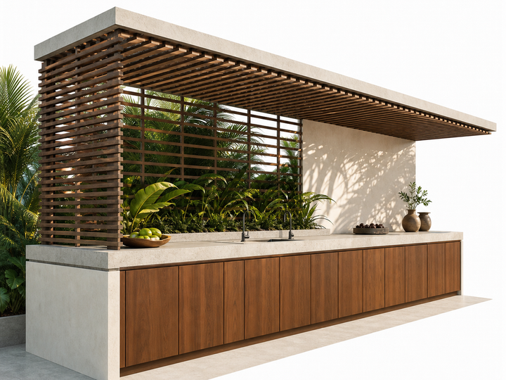 Fadior Horizon Outdoor Kitchen Suite with Shade-Screen Prep Promenade — 304 stainless steel outdoor kitchen system,