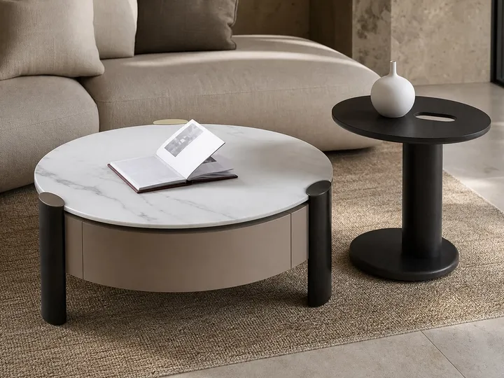 Mesa Lacada de Piedra Sinterizada 80×80×35 cm