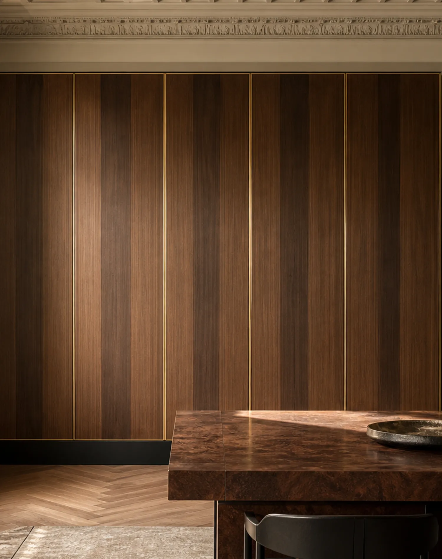 Fadior Terrazzo Wall Panel Suite with Hettich Silent Service Datum — lifestyle setting with natural light and residential
