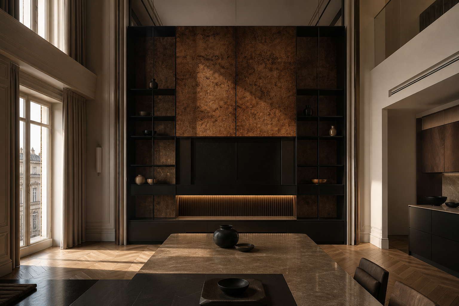 Conjunto de salón Veneto con hogar de escucha terracota estudio de adaptación