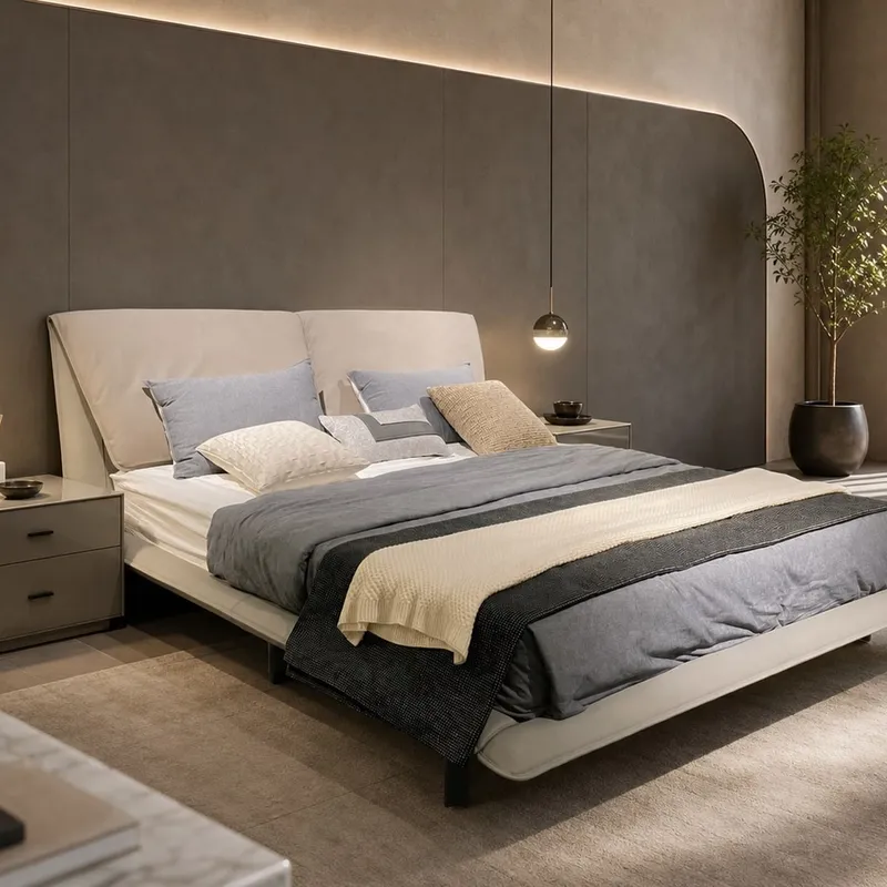 Wedge-Framed Nappa Leather Bed