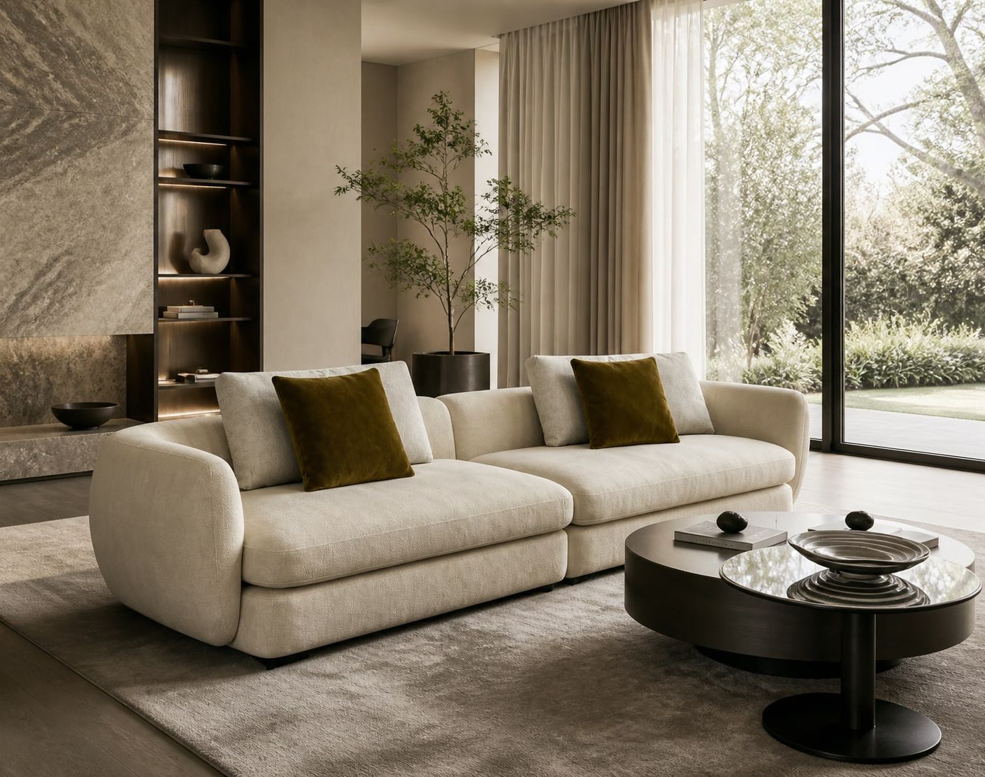 Modern Sofa 待供应商补 styled in a FADIOR HOME interior setting