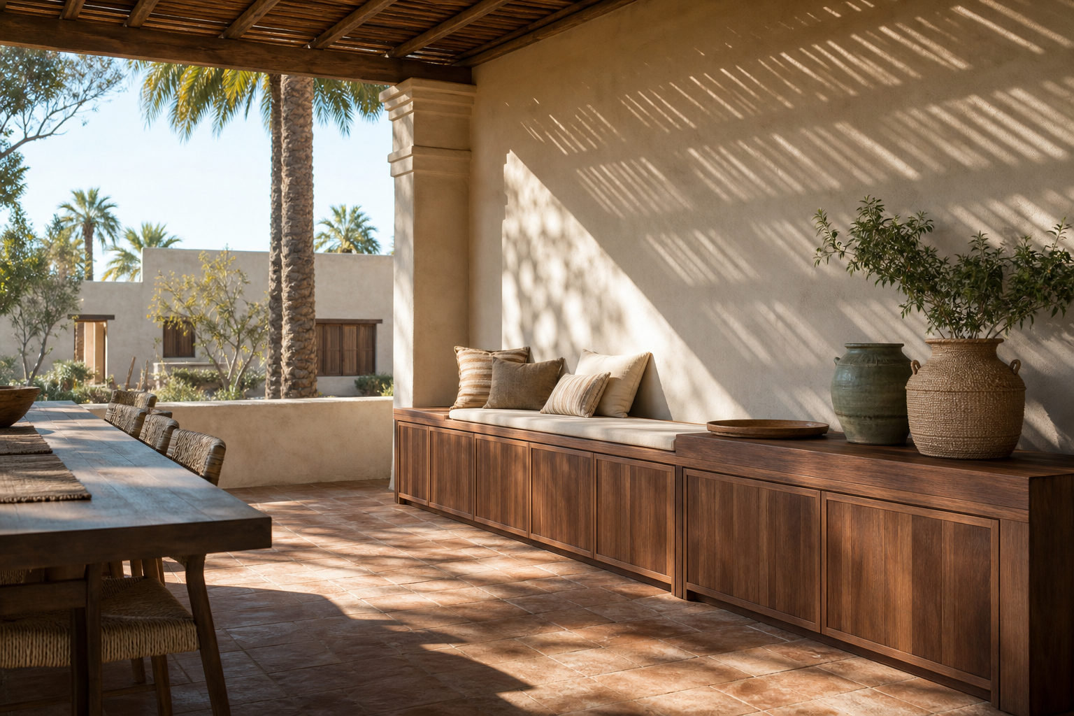 Fadior Cannes Balcony Suite with Shade Bench Console - 304 stainless steel balcony cabinetry for humidity, laundry overflow, utility storage, and semi-outdoor residential use
