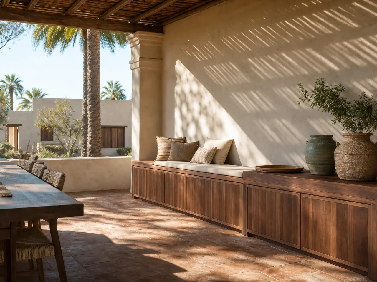 Fadior Cannes Balcony Suite with Shade Bench Console - 304 stainless steel balcony cabinetry for humidity, laundry overflow, utility storage, and semi-outdoor residential use