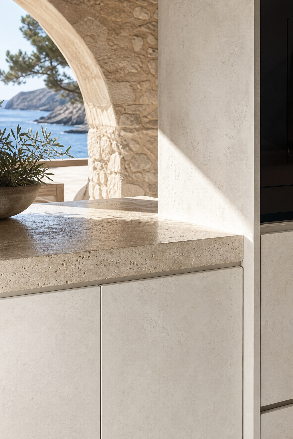 Fadior Solace Kitchen Suite with Artisan Oven Island Column — close-up of stainless steel finish and hardware detail