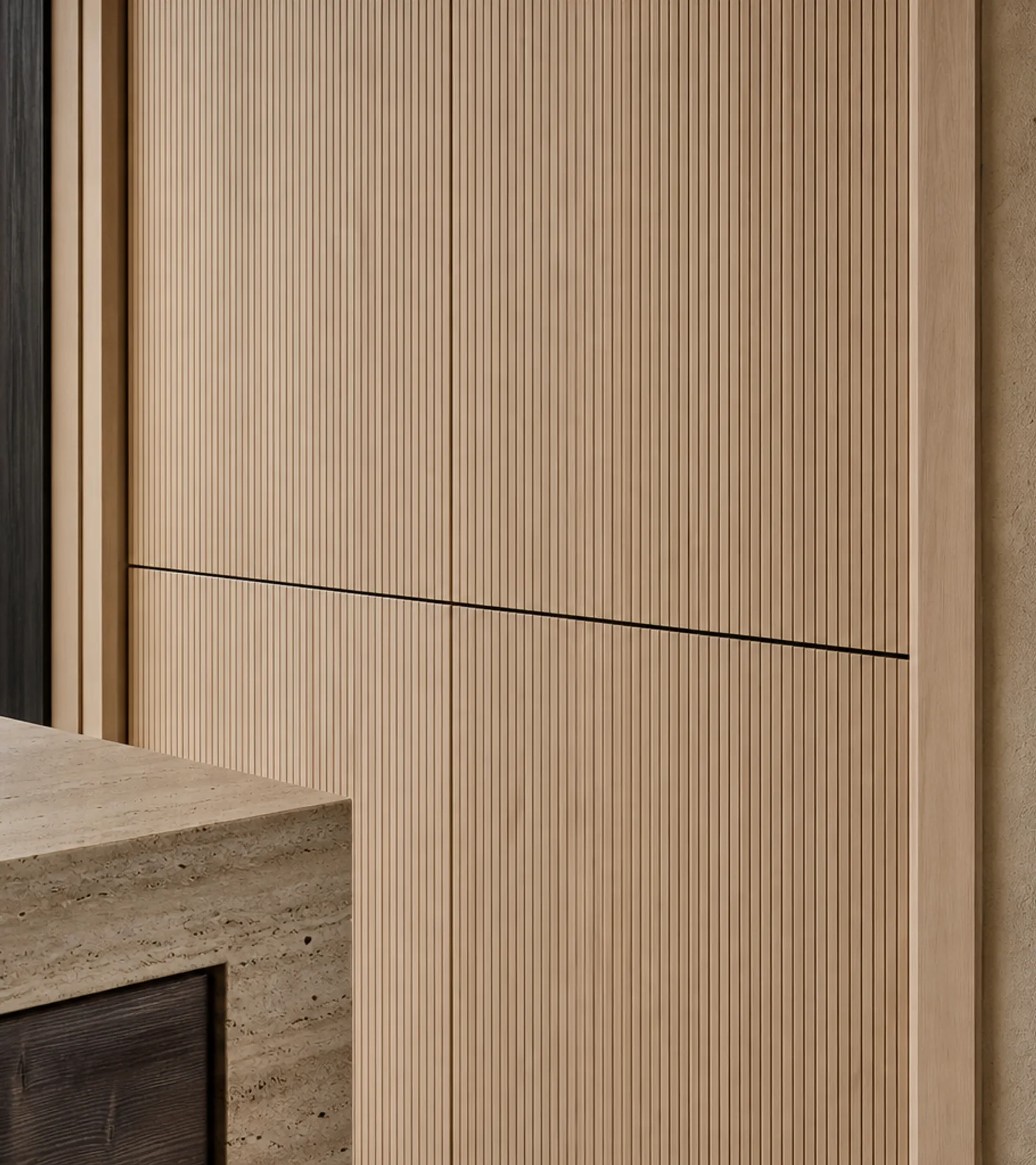 Suite de Cocina Riviera con Bahía Despensa Estriada acabado y detalle