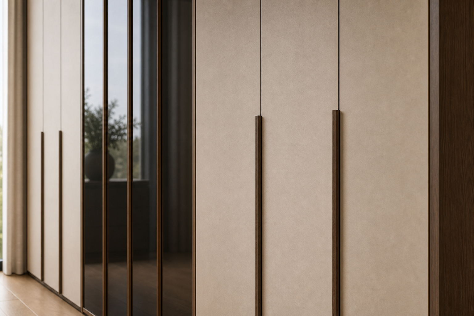 Fadior Voyage Wardrobe Suite with Atelier Gallery Spine — close-up of stainless steel finish and hardware detail