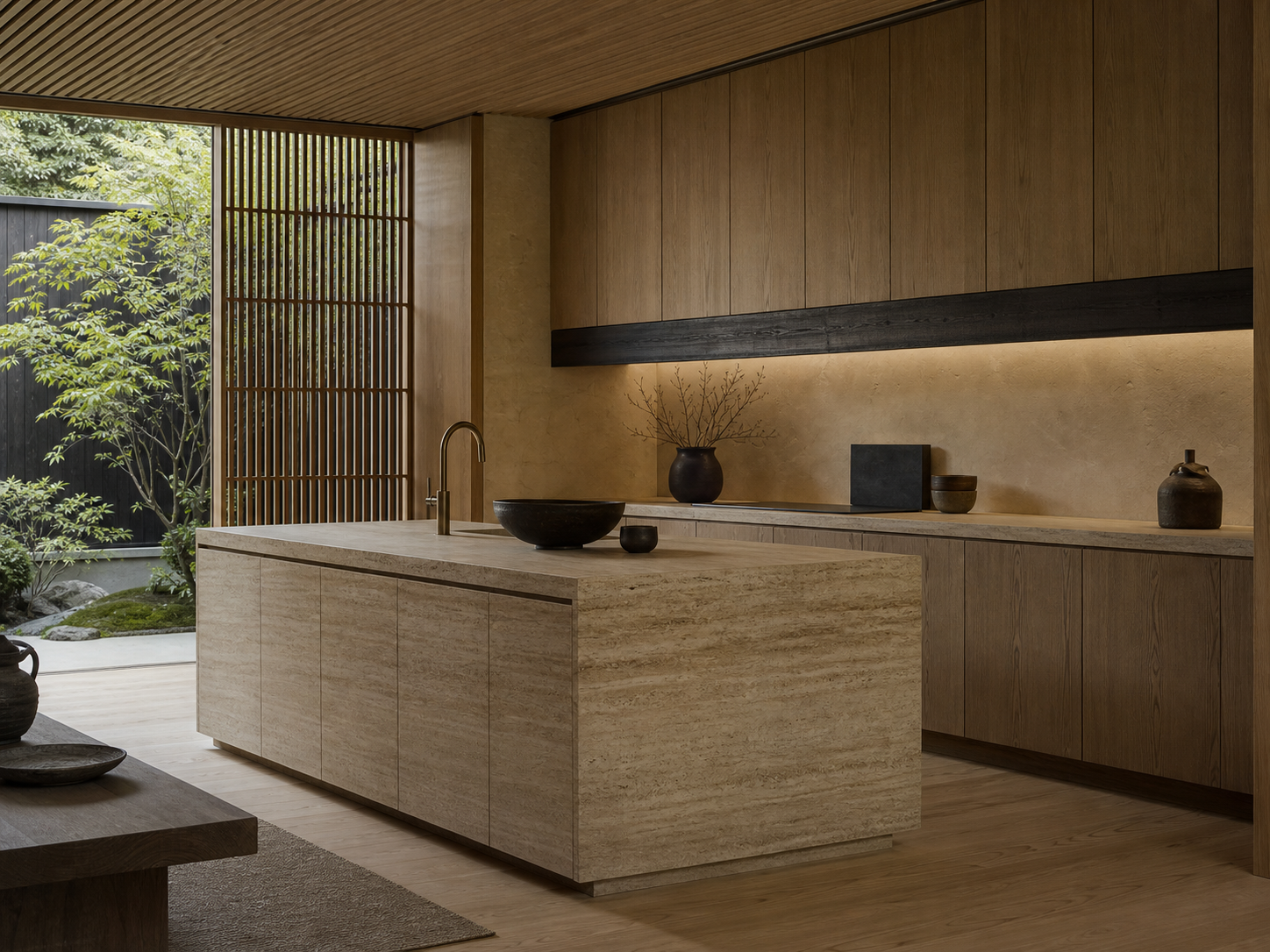 Fadior Forge Kitchen Suite with Stone Vein Prep Gallery — interior room context showing cabinet integration