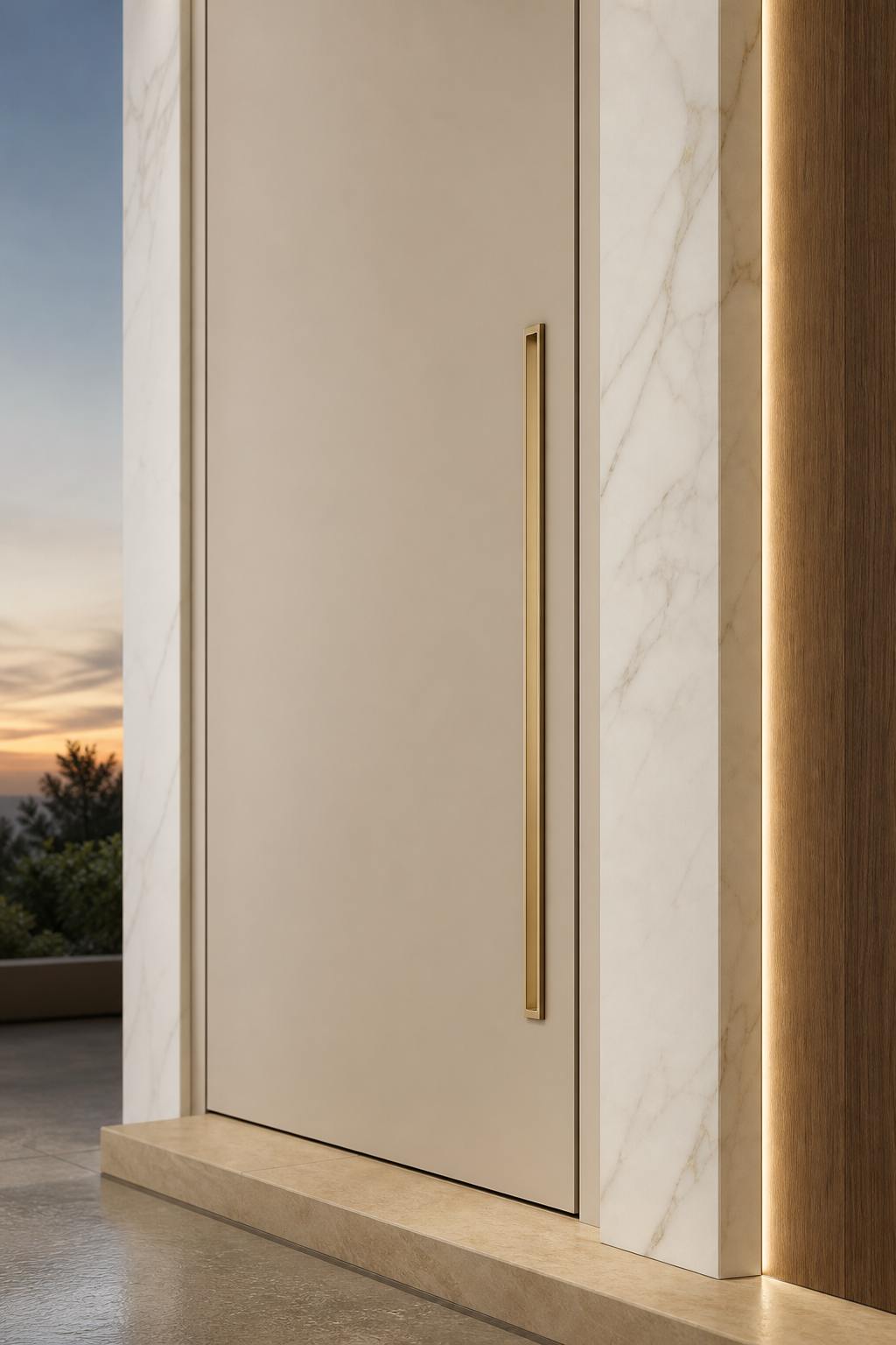 Fadior Silhouette Interior Door Suite with Slate Reveal Concealed Jamb — close-up of stainless steel finish and hardware