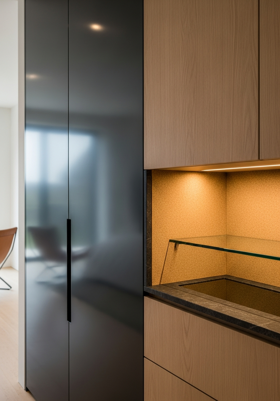 Fadior Brera Wardrobe Suite — close-up of stainless steel finish and hardware detail