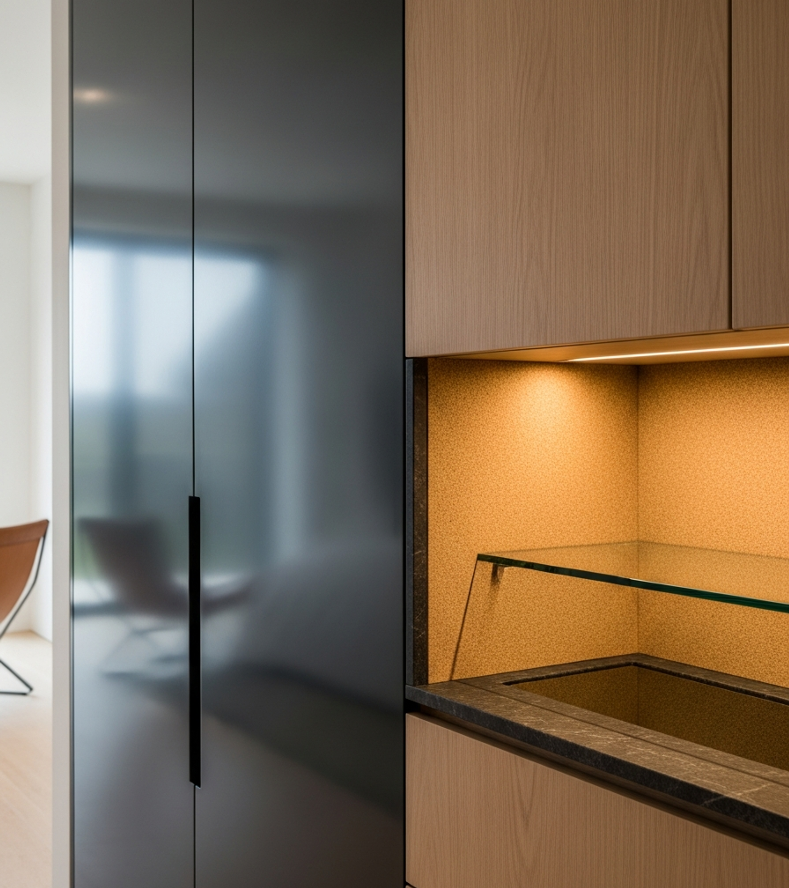 Fadior Brera Wardrobe Suite — close-up of stainless steel finish and hardware detail