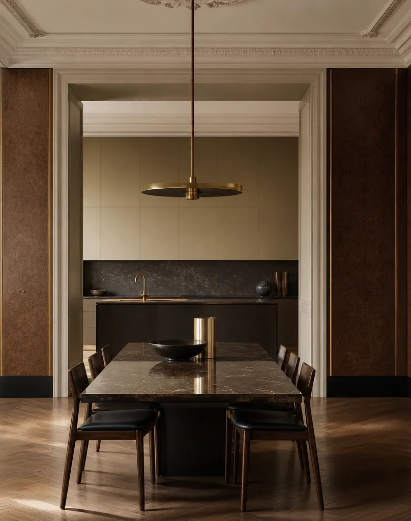 Fadior Terrazzo Wall Panel Suite with Hettich Silent Service Datum — interior room context showing cabinet integration